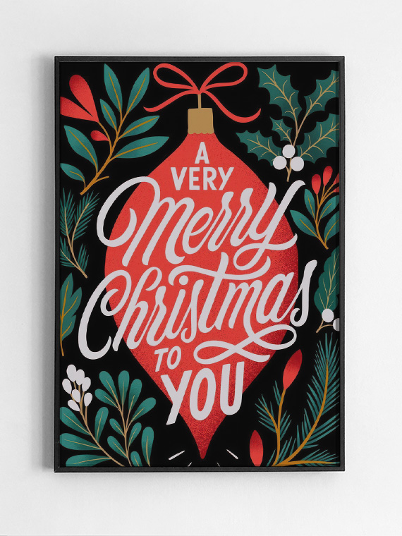 Black,Rectangular,Picture,Frame,On,White,Wall,With,Blank,Paper A Very Merry Christmas to You