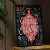 aesthetic wooden frame mockup poster in the wooden interior with A Very Merry Christmas to You
