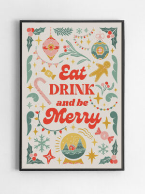 Black,Rectangular,Picture,Frame,On,White,Wall,With,Blank,Paper Eat Drink and Be Marry