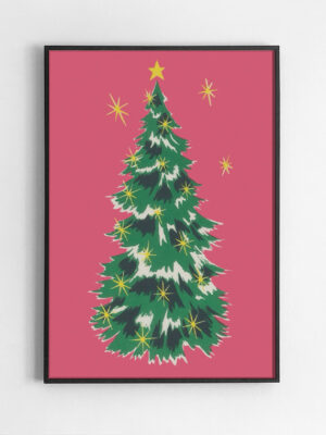 Black,Rectangular,Picture,Frame,On,White,Wall,With,Blank,Paper Ёлка на розовом фоне