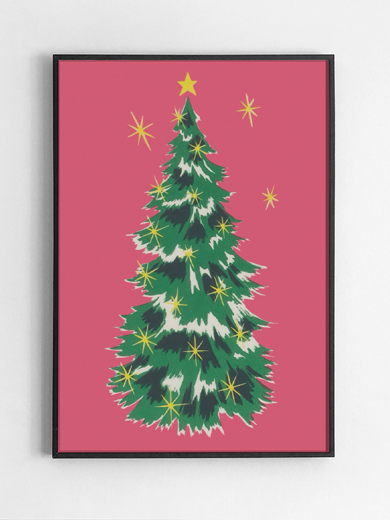 Ёлка на розовом фоне