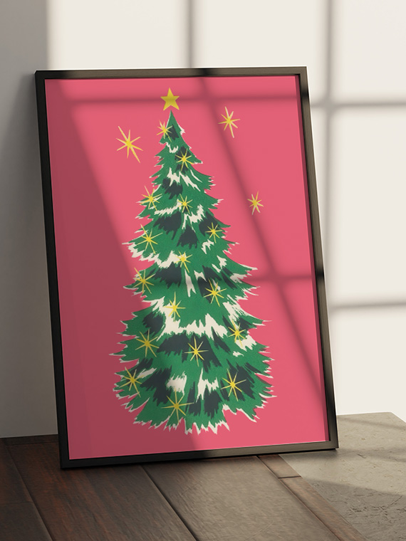 Ёлка на розовом фоне