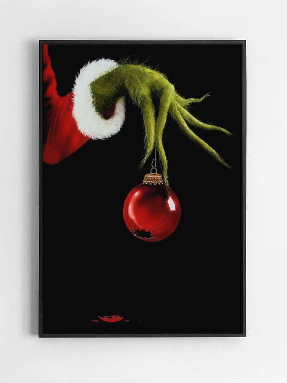 Black,Rectangular,Picture,Frame,On,White,Wall,With,Blank,Paper Ёлочная игрушка Гринч