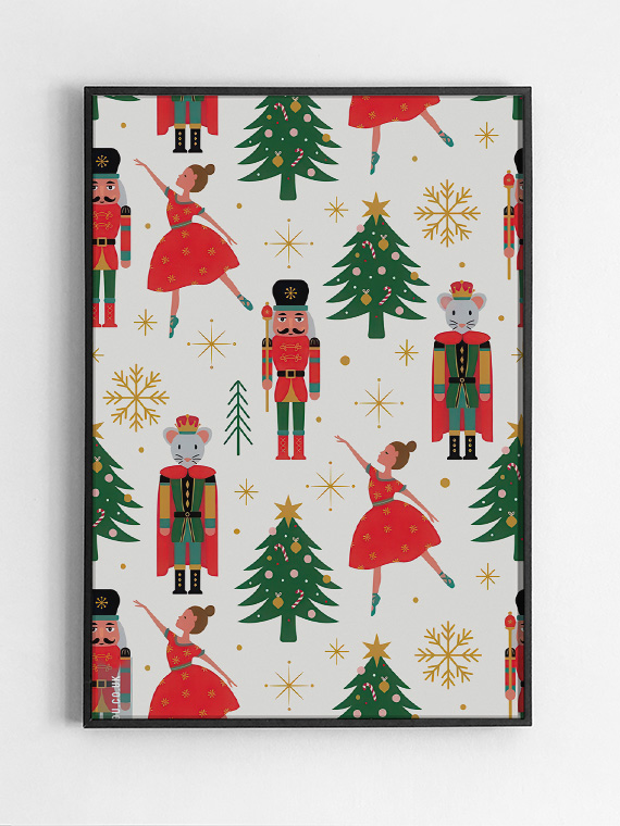 Black,Rectangular,Picture,Frame,On,White,Wall,With,Blank,Paper Герои Щелкунчика