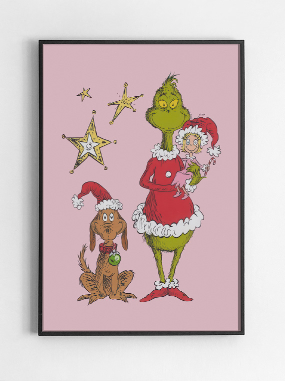 Black,Rectangular,Picture,Frame,On,White,Wall,With,Blank,Paper Гринч, девочка и собака