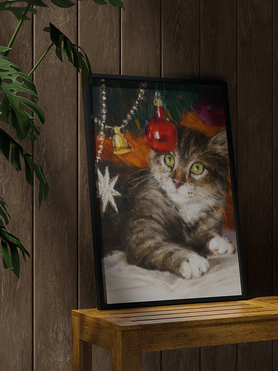 Котик под ёлочкой