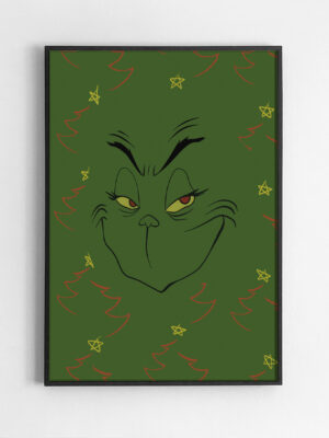 Black,Rectangular,Picture,Frame,On,White,Wall,With,Blank,Paper Лицо Гринча