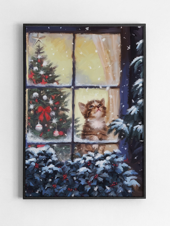 Новогодний котёнок у окна