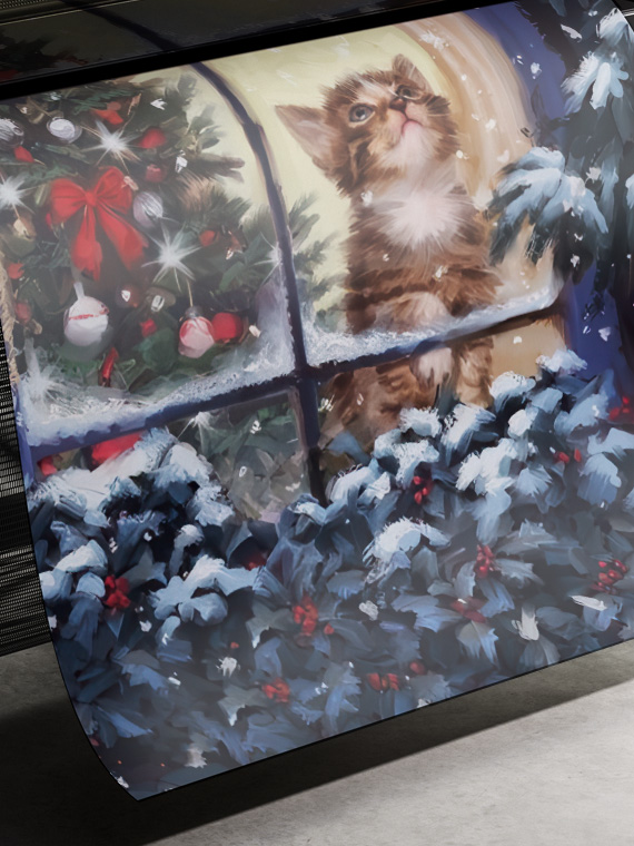 Новогодний котёнок у окна