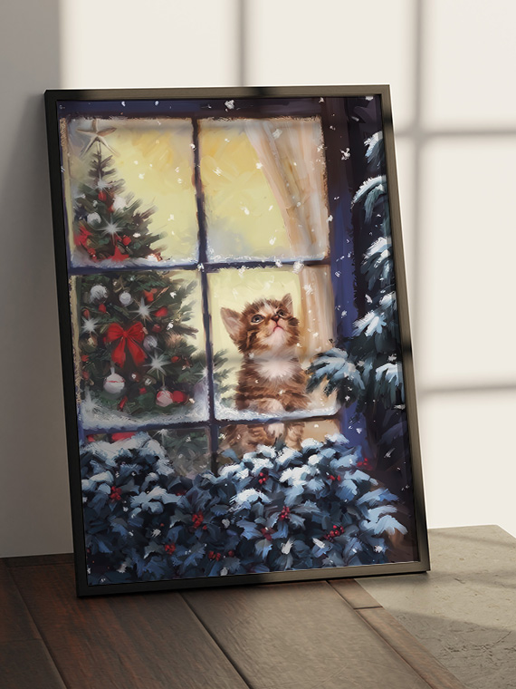 Новогодний котёнок у окна