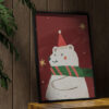 aesthetic wooden frame mockup poster in the wooden interior with Новогодний медвежонок