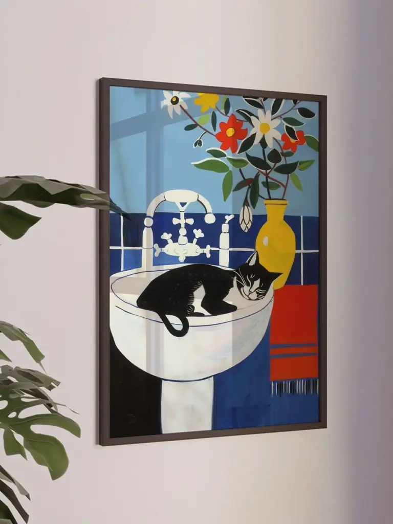 Картина кот в раковине