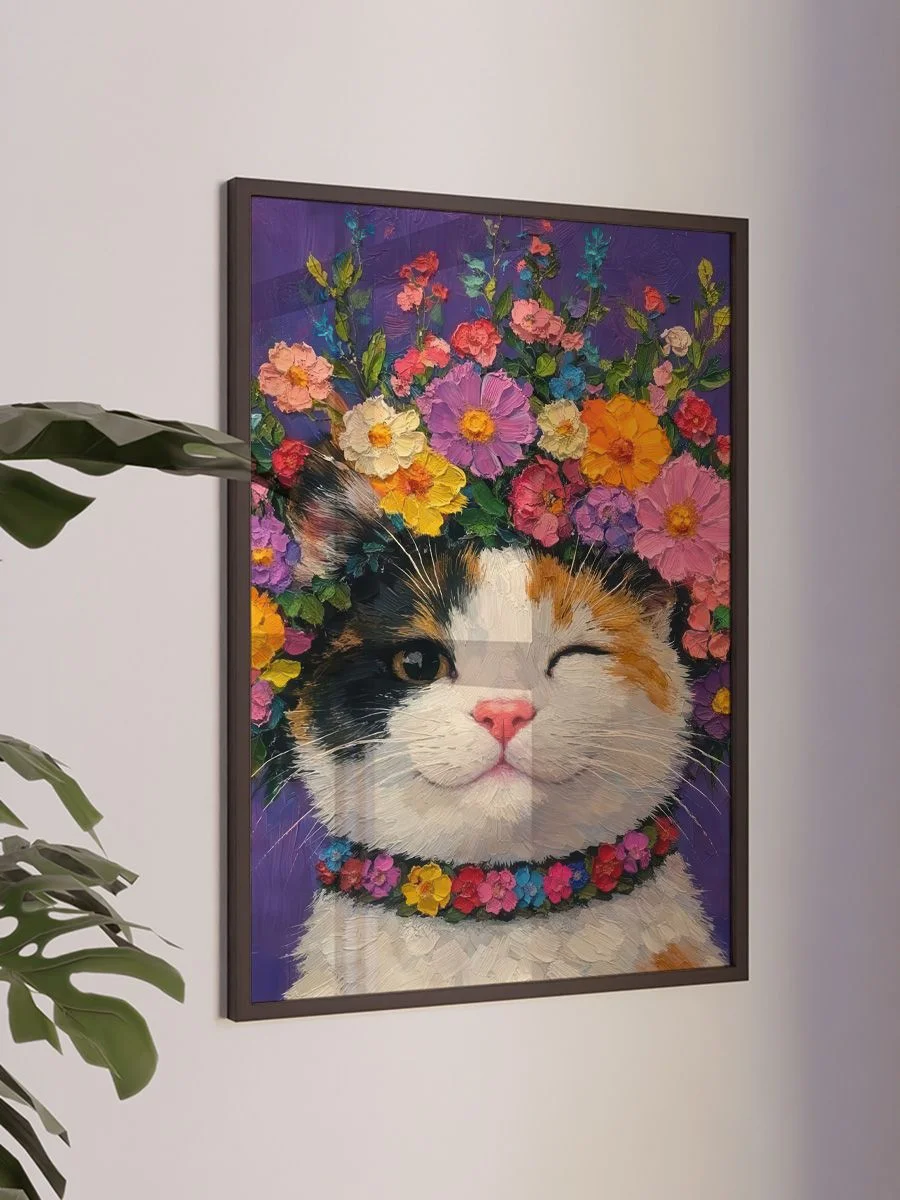 Картина маслом цветочный кот - изображение 3