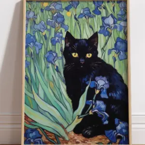 Кот и ирисы