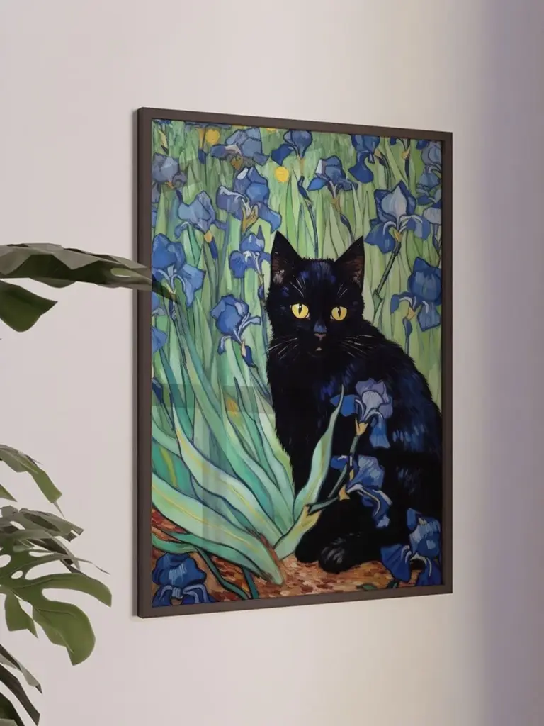 Кот и ирисы