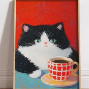 Котенок с кофе