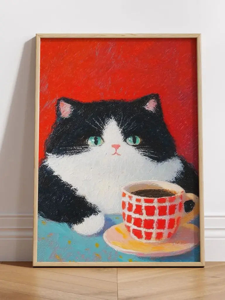 Котенок с кофе