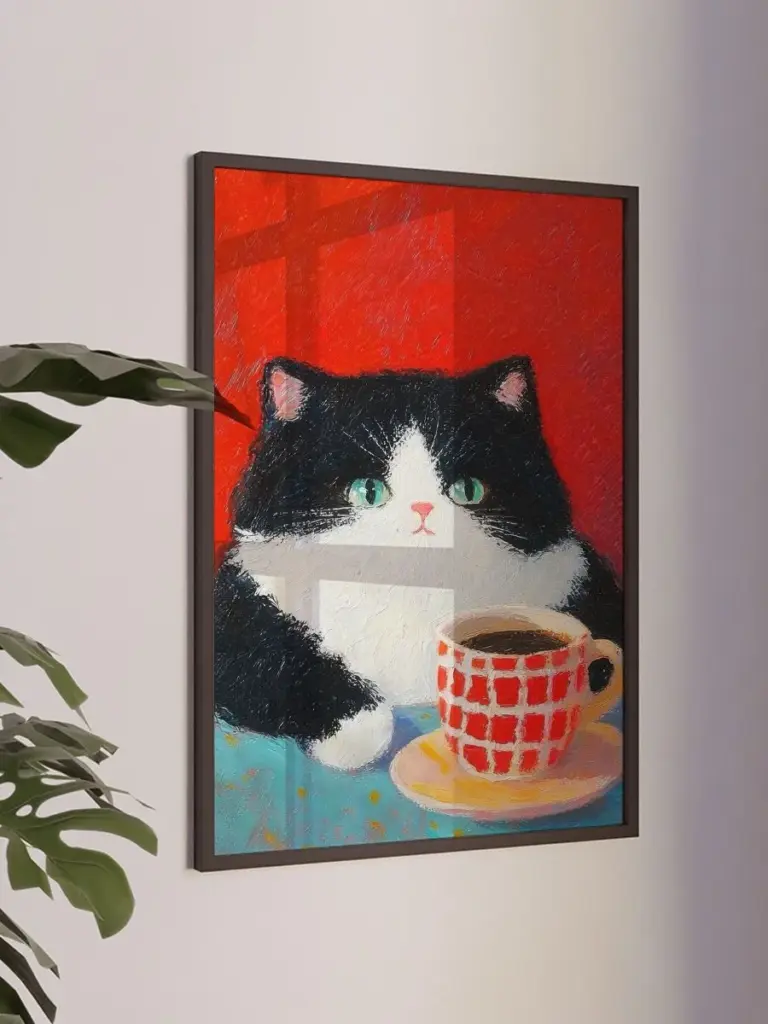 Котенок с кофе