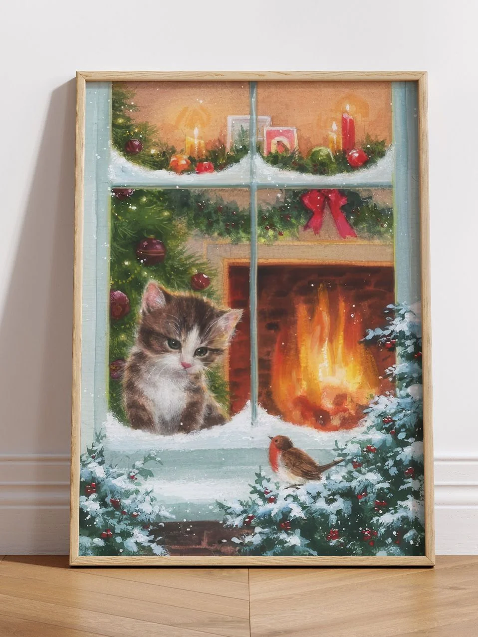 Котёнок в окне и камин - изображение 1