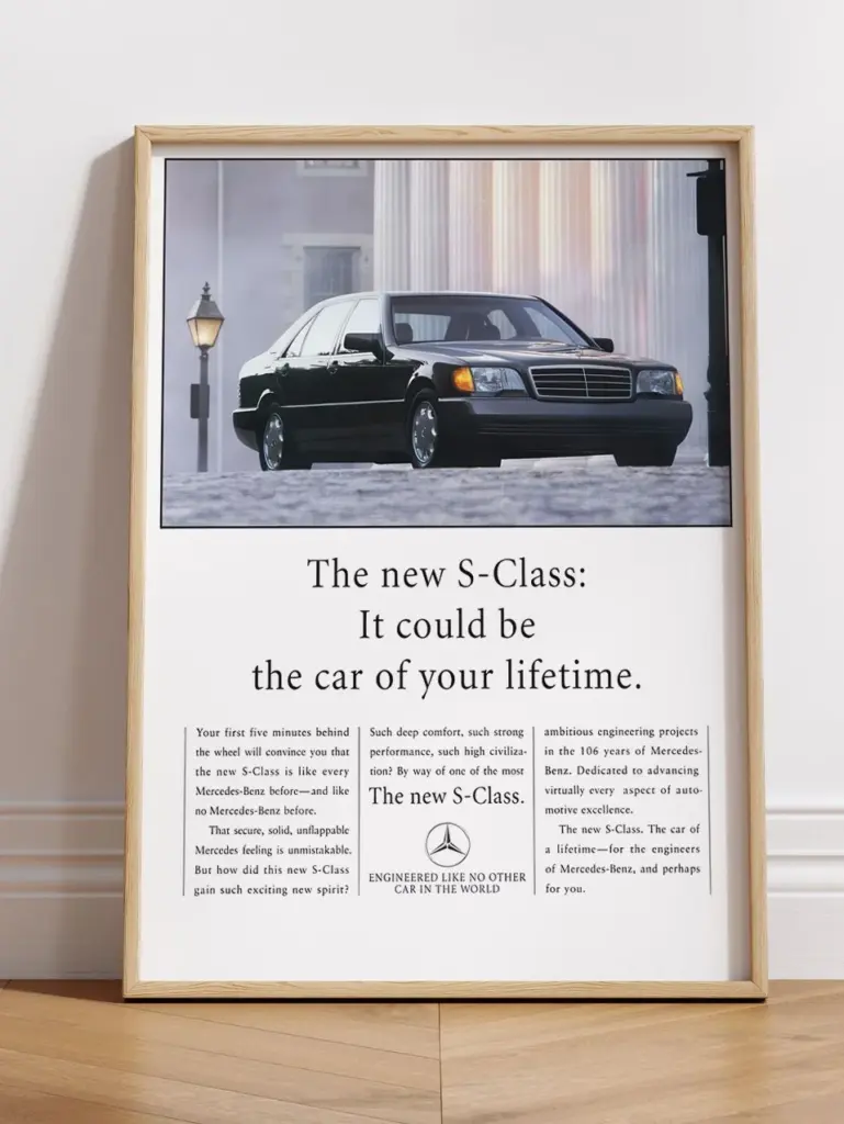 Mercedes-Benz W140 Кабан, винтажная реклама