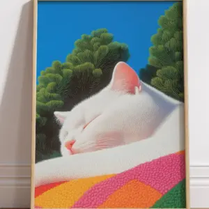 Спящий яркий кот